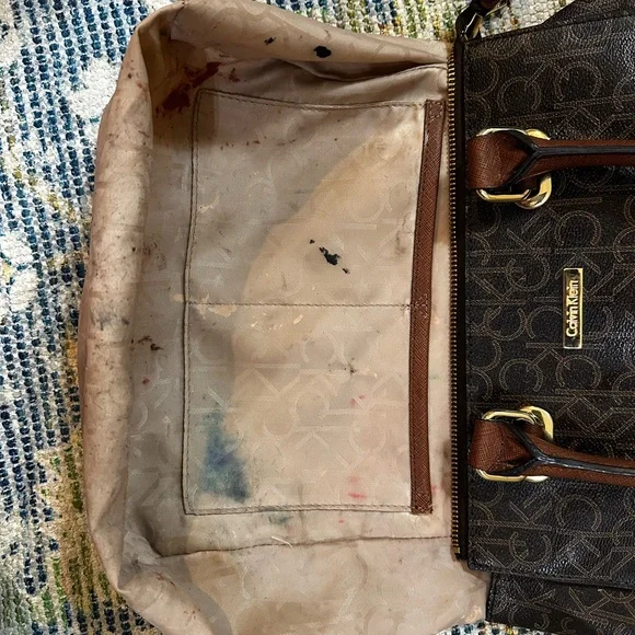 Calvin Klein Dark Brown Monogram Satchel - Picture 7 of 7
